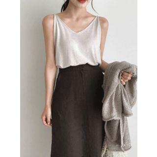 Plunge-neck Knit Camisole Top