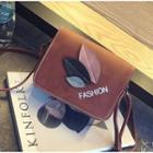 Leaf Applique Faux Leather Crossbody Bag