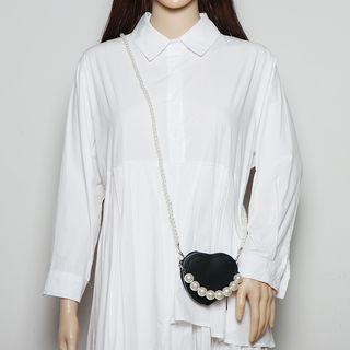 Mini Faux Pearl Heart Crossbody Bag