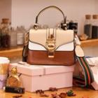 Contrast Color Top Handle Crossbody Bag Off-white & Brown - One Size