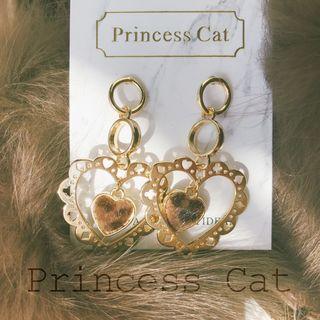 Flannel Heart Dangle Earring 925 Silver Earring - Heart - Leopard - One Size