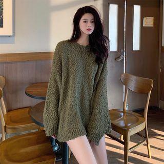 Crewneck Plain Loose-fit Sweater