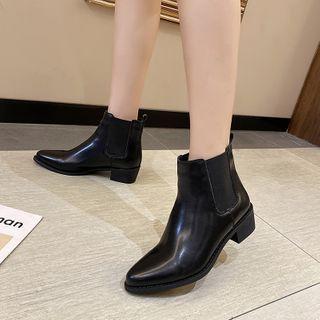 Pointy-toe Block Heel Short Chelsea Boots