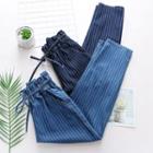 Pinstriped Straight Cut Jeans