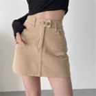 High-waist Plain Mini Denim Skirt
