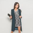 Frill-trim Sheath Coatdress With Belt