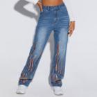 Printed Loose Fit Straight Leg Jeans