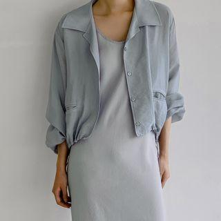 Drawstring Silky Shirt Jacket