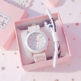 Set: Strap Watch + Woven Bracelet