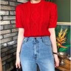 Short-sleeve Cable Knit Sweater