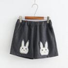 Rabbit Embroidered Wide-leg Shorts