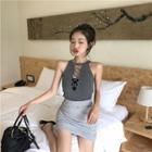 Plain Cutout Slim-fit Tank Top / Plain Pencil Skirt