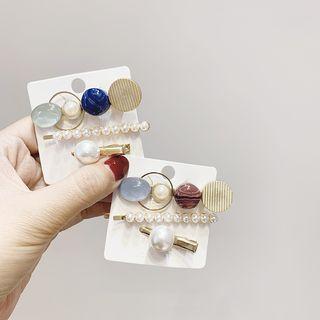Set: Faux Pearl Resin Hair Clip (assorted Designs)