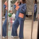 Set: Color Block Sweater + Knit Pants