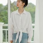 Knotted Hem Blouse White - One Size