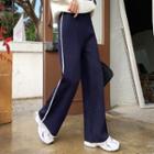 Piped Wide-leg Knit Pants