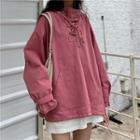 Lace-up Loose-fit Hooded Windbreaker