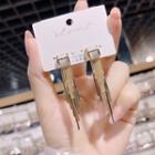 Cat Eye Stone Alloy Fringed Earring 1 Pair - Gold - One Size