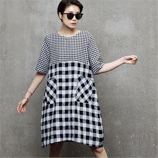 Two-tone Gingham Dress