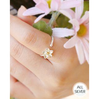 Flower Silver Open Ring