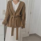 Cable Knit Cardigan With Sash