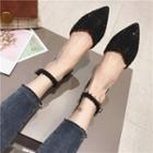 Plaid Pointed-toe Ankle Strap Dorsay Pumps