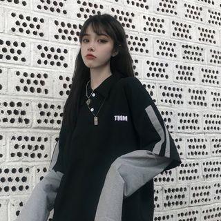 Mock Two-piece Letter Embroidered Polo Shirt