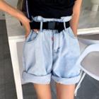 Paperbag-waist Cotton / Denim Shorts