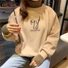 High-neck Lettering Long-sleeve Sweatshirt