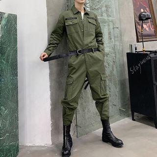 Long-sleeve Lettering Jumpsuit
