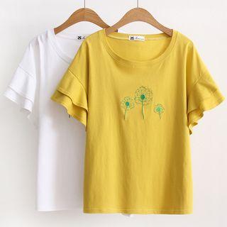 Dandelion Embroidered Short-sleeve T-shirt