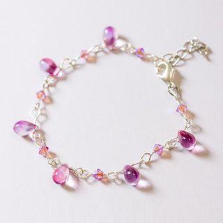 Gradient Faux Crystal Bracelet Light Pink & Purple & Silver - One Size