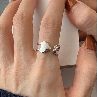 Heart Sterling Silver Open Ring J2687 - Silver - One Size