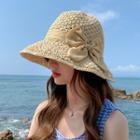 Bow Foldable Knit Bucket Hat