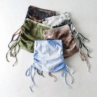 Side-drawstring Tie-dyed Mini Skirt