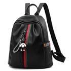Striped Trim Faux-leather Backpack