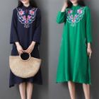 Embroidered Traditional Chinese 3/4-sleeve Dress