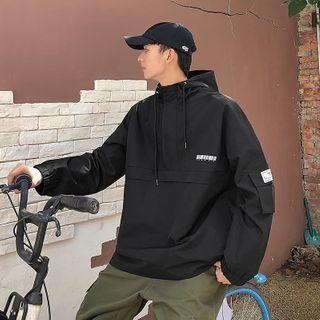 Letter Printed Long-sleeve Hooded Sweatshirt