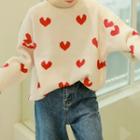 Heart Print Sweater As Shown In Figure - One Size