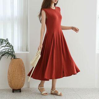 Cap-sleeve Long Flare Dress