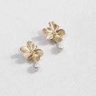 Faux Pearl Alloy Flower Dangle Earring 925 Sterling Silver - As Shown In Figure - One Size