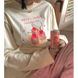 Lettering Cake Print T-shirt