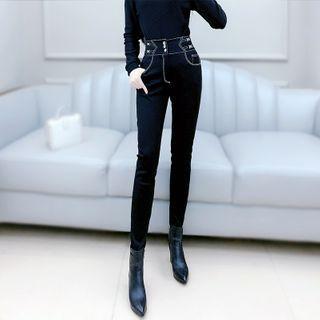 Contrast Stitching Skinny Pants
