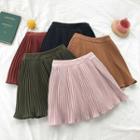 Plain Striped High-waist A-line Skirt