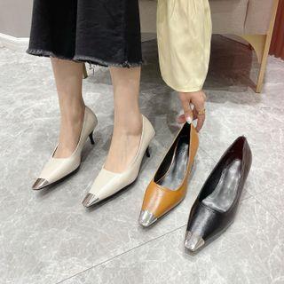 Metallic Panel Stiletto Heel Pumps