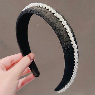 Faux Pearl Lace Headband Ly1643 - Black - One Size