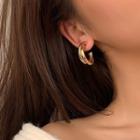 Open Hoop Earring 1 Pair - 925 Silver - Gold - One Size