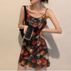 Floral Strappy A-line Dress / Short-sleeve T-shirt