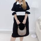 Plus Size Short-sleeve Collar Two-tone T-shirt Dress