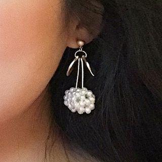 Faux Pearl Cherry Dangle Earring 1 Pair - C75a - Stud Earring - One Size
